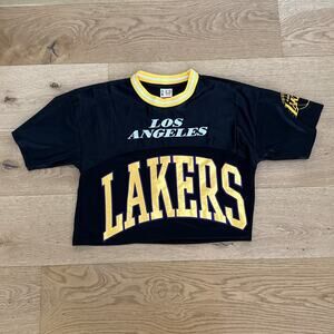 NBA Lakers Crop Tee Los Angeles Lakers Size XS Black Yellow